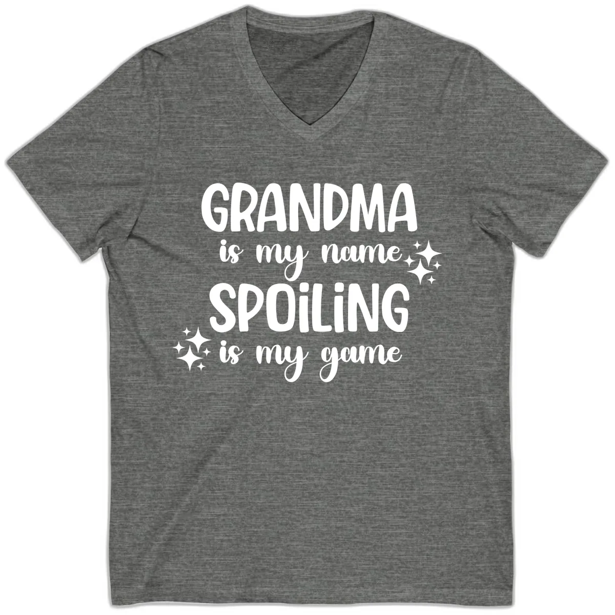 Grandma Is My Name Spoiling Is My Game V-Neck in Deep Heather